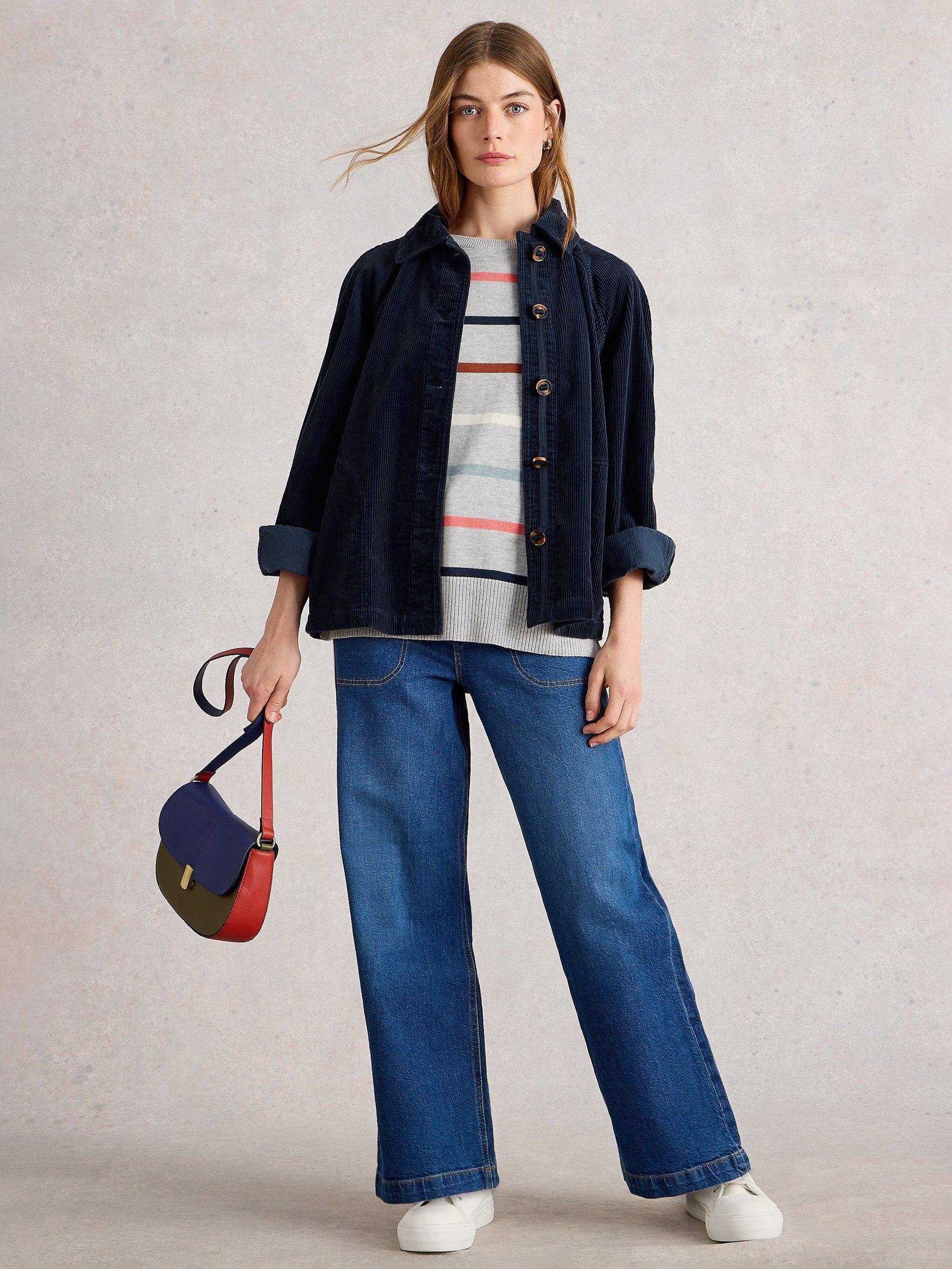 Product image 1 of 6, which shows White Stuff Eden Corduroy Jacket, Dark Navy, 6