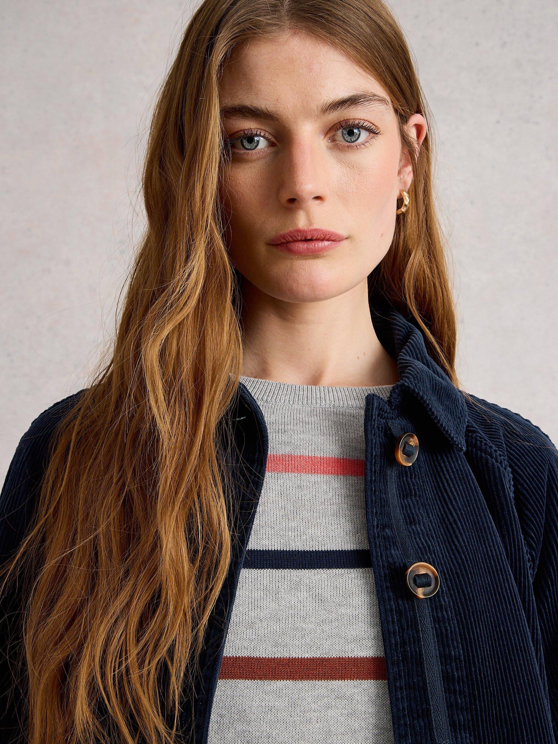 Product image 3 of 6, which shows White Stuff Eden Corduroy Jacket, Dark Navy, 6