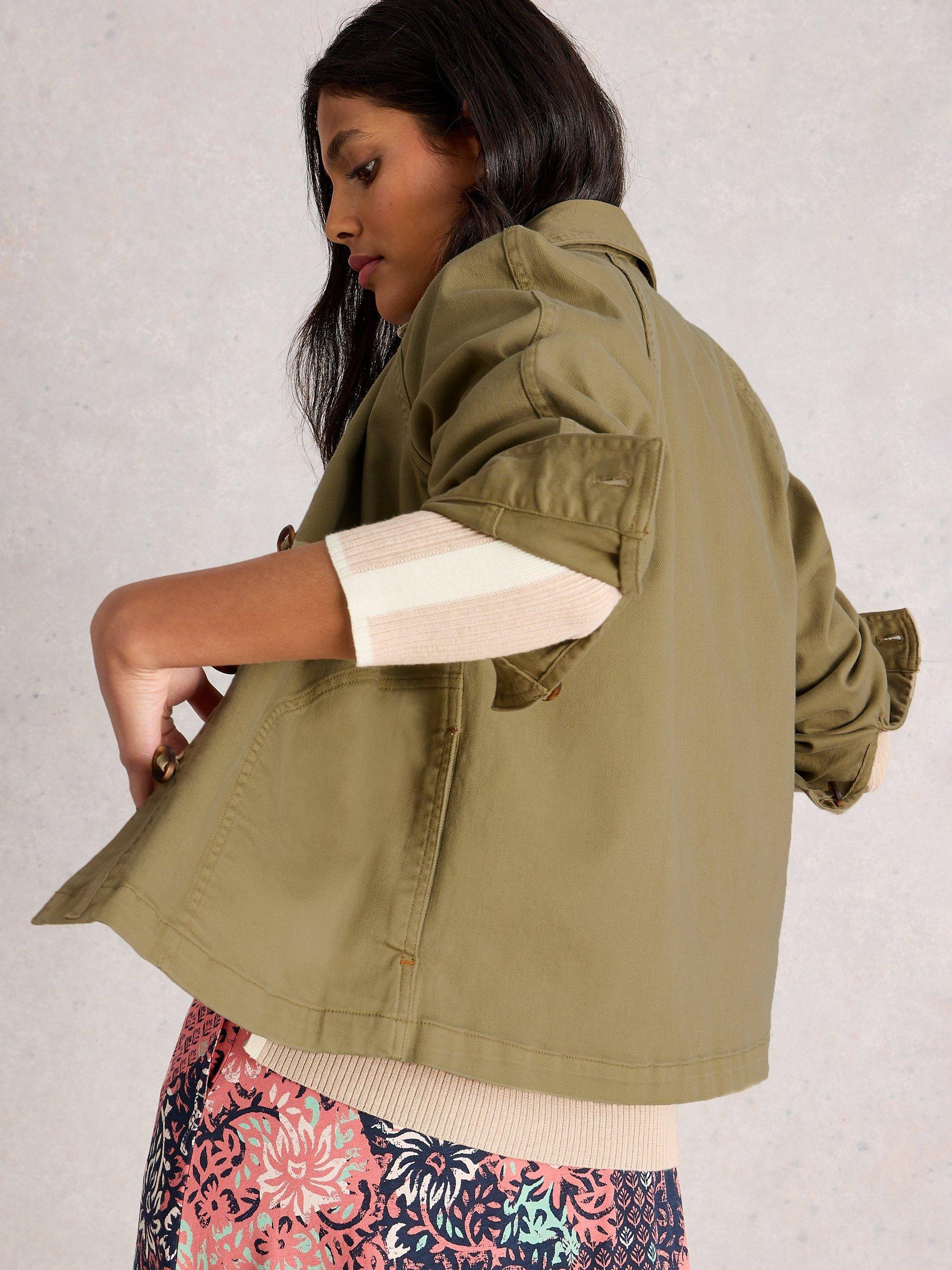 Product image 2 of 6, which shows White Stuff Eden Relaxed Fit Denim Jacket, Khaki, 6
