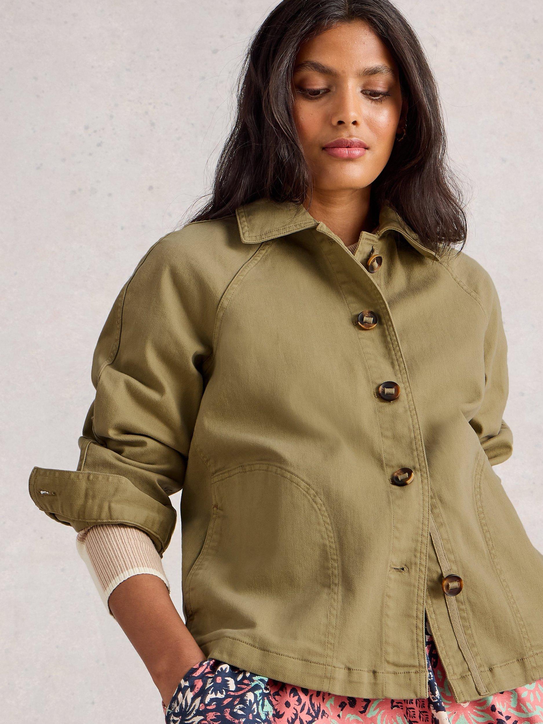 Product image 3 of 6, which shows White Stuff Eden Relaxed Fit Denim Jacket, Khaki, 6