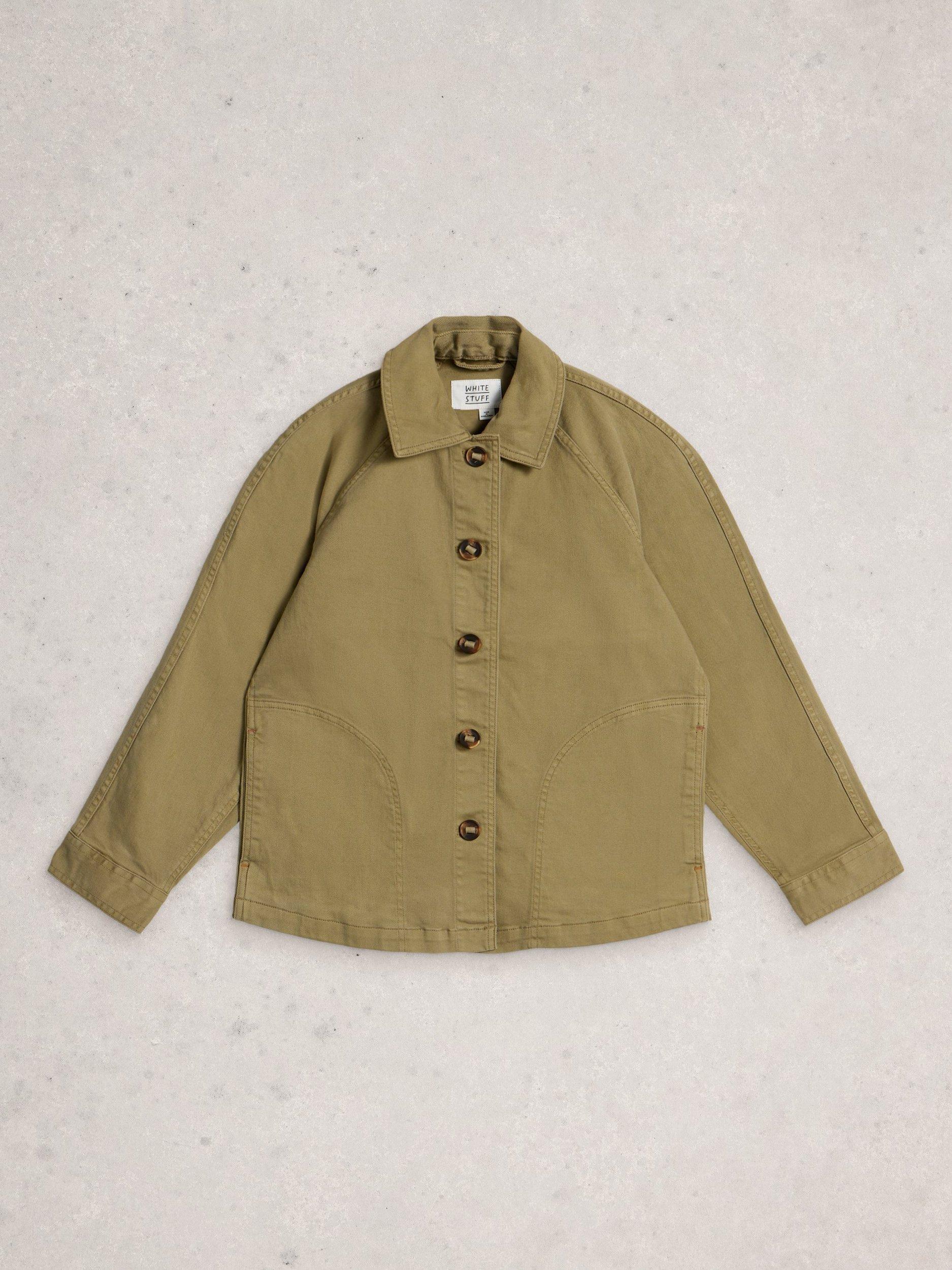 Product image 5 of 6, which shows White Stuff Eden Relaxed Fit Denim Jacket, Khaki, 6