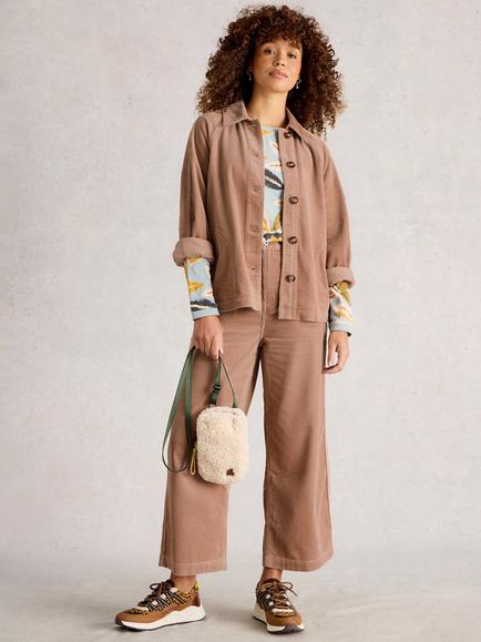 White Stuff Eden Cotton Long Sleeve Collar Jacket, Light Natural
