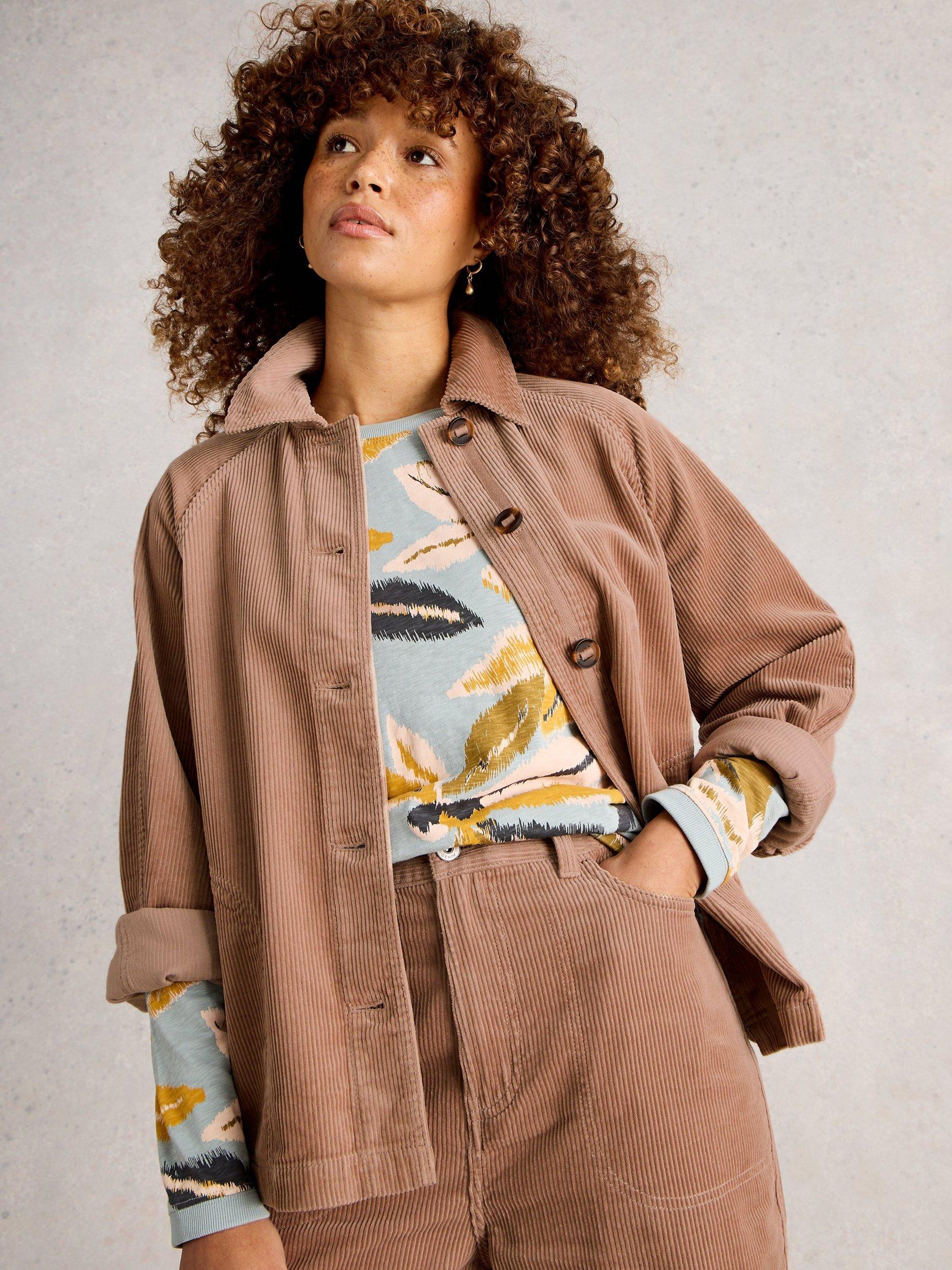 Product image 3 of 6, which shows White Stuff Eden Cotton Long Sleeve Collar Jacket, Light Natural, 6