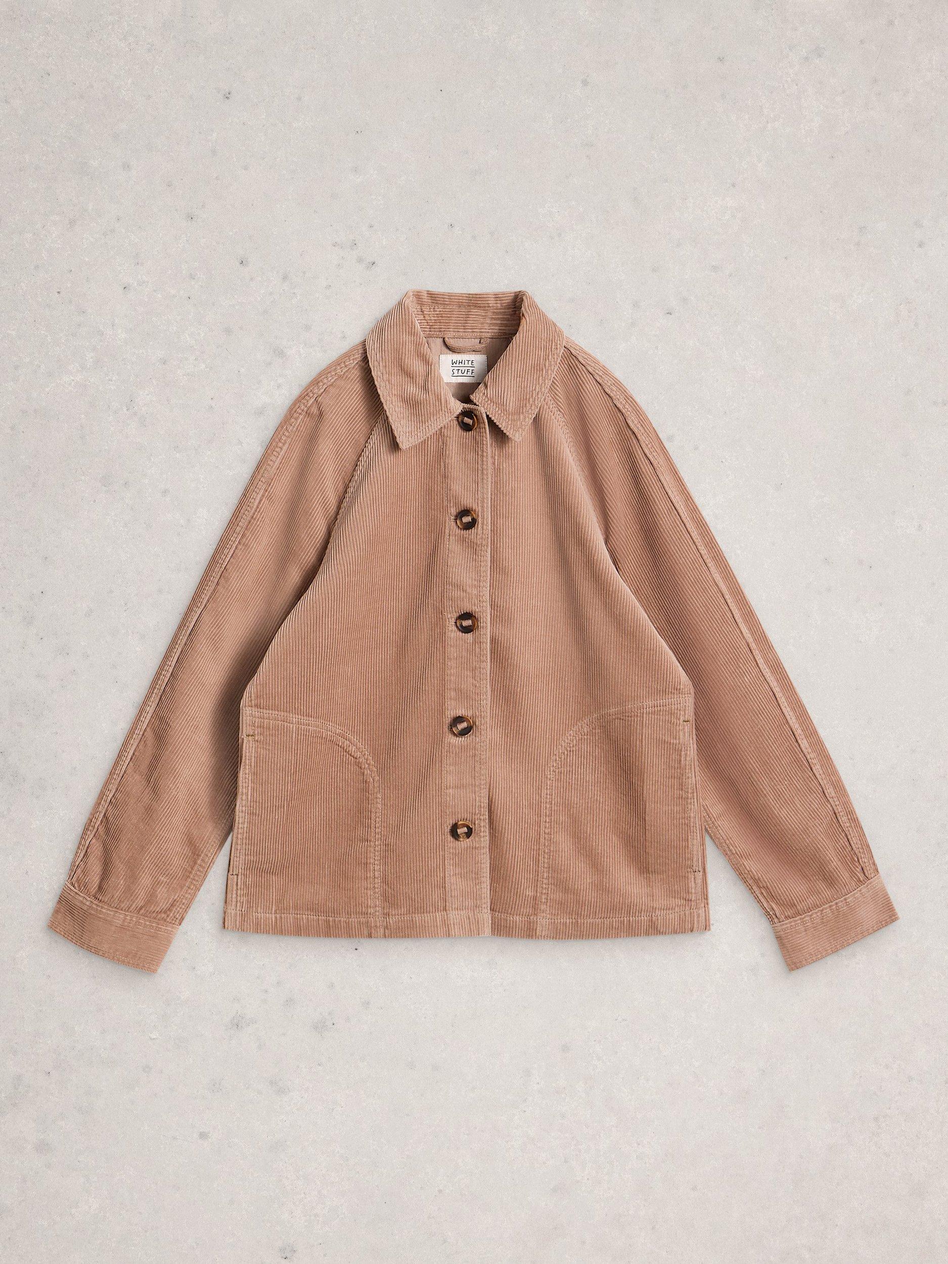 Product image 5 of 6, which shows White Stuff Eden Cotton Long Sleeve Collar Jacket, Light Natural, 6