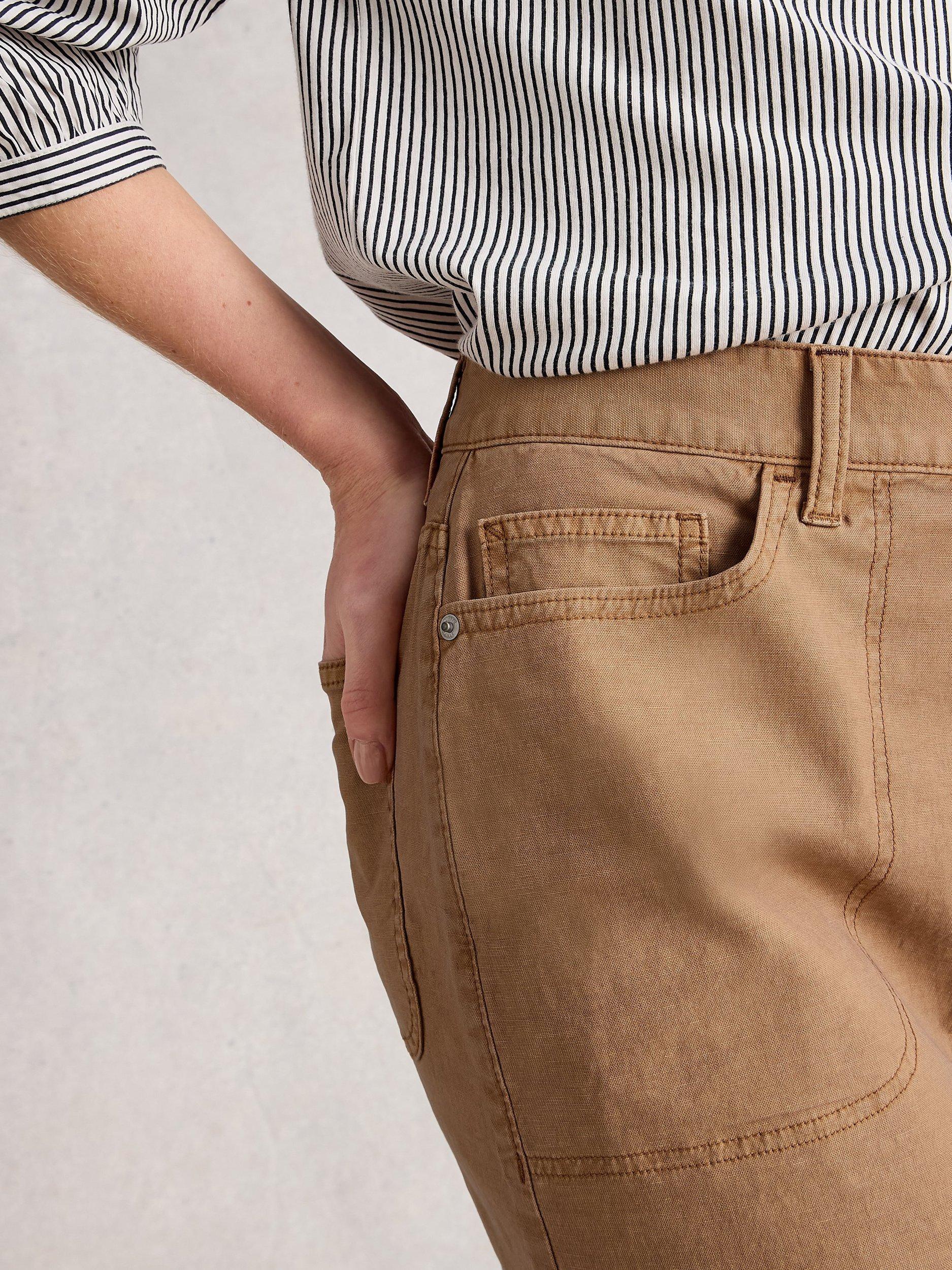 Product image 3 of 6, which shows White Stuff Tia Chino Knee Length Skirt, Mid Tan, 6