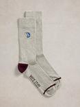 White Stuff Embroidered Socks, Mid Grey