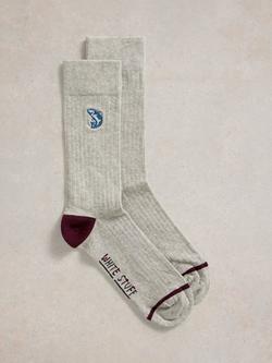 White Stuff Embroidered Socks, Mid Grey, Mid Grey