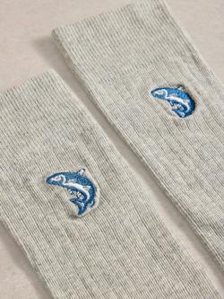 White Stuff Embroidered Socks, Mid Grey - view 2, Mid Grey