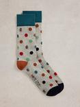 White Stuff Polka Socks, Grey/Multi