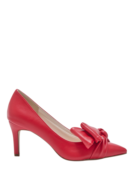 Rainbow Club Arabella Mid Bow Detail Court Shoes, Lipstick Red, Lipstick Red