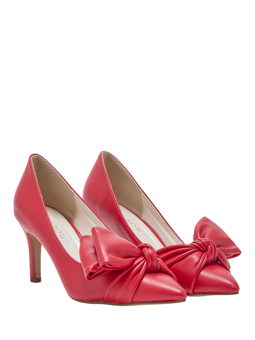 Product image 2 of 4, which shows Rainbow Club Arabella Mid Bow Detail Court Shoes, Lipstick Red, 3S