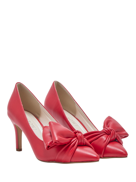 Rainbow Club Arabella Mid Bow Detail Court Shoes, Lipstick Red - view 2, Lipstick Red