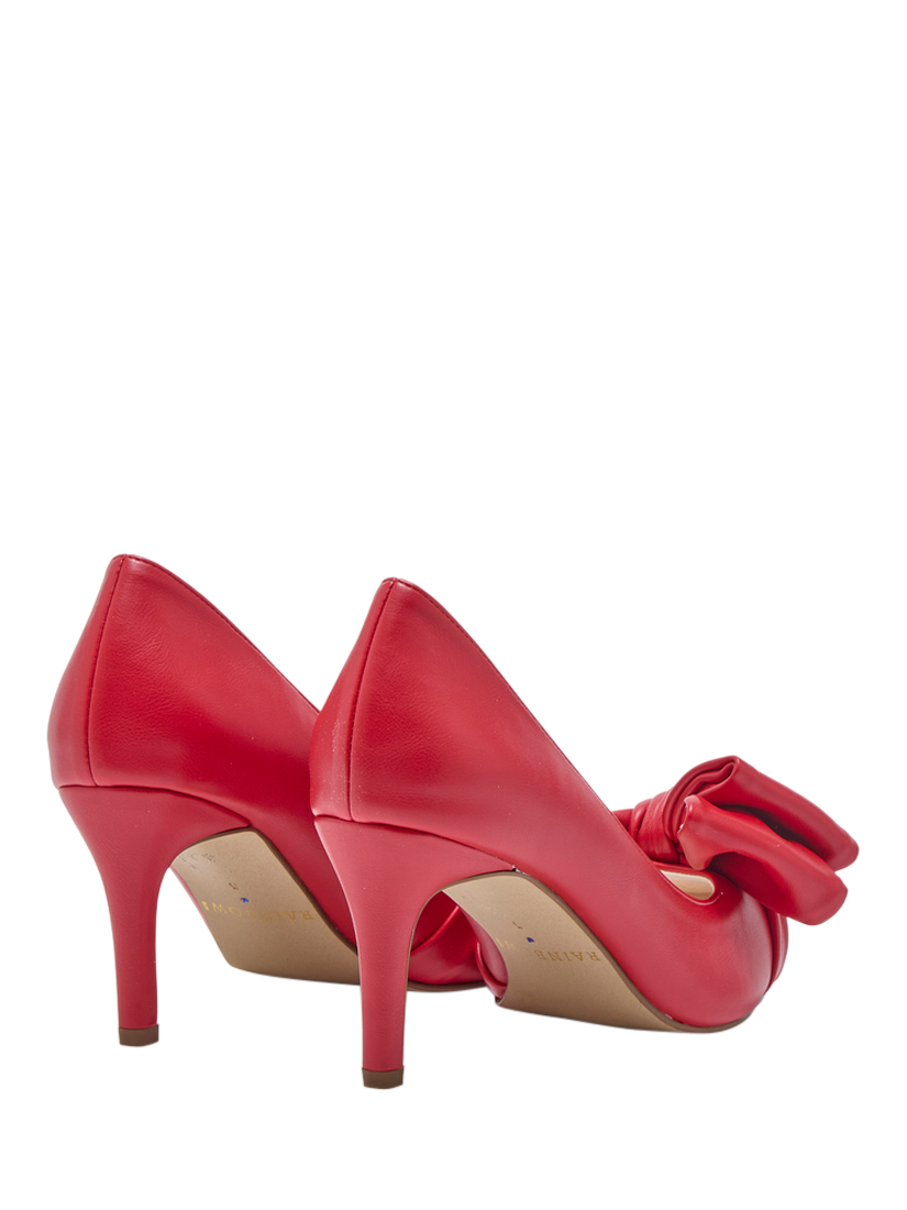 Product image 3 of 4, which shows Rainbow Club Arabella Mid Bow Detail Court Shoes, Lipstick Red, 3S