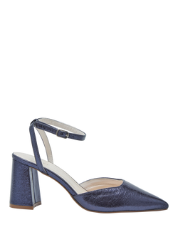 Rainbow Club Aria Flared Heel Court Shoes, Navy Metallic, Navy Metallic