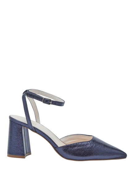 Rainbow Club Aria Flared Heel Court Shoes, Navy Metallic, Navy Metallic