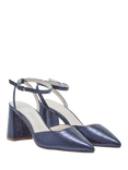 Rainbow Club Aria Flared Heel Court Shoes, Navy Metallic
