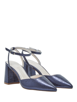 Rainbow Club Aria Flared Heel Court Shoes, Navy Metallic - view 2, Navy Metallic