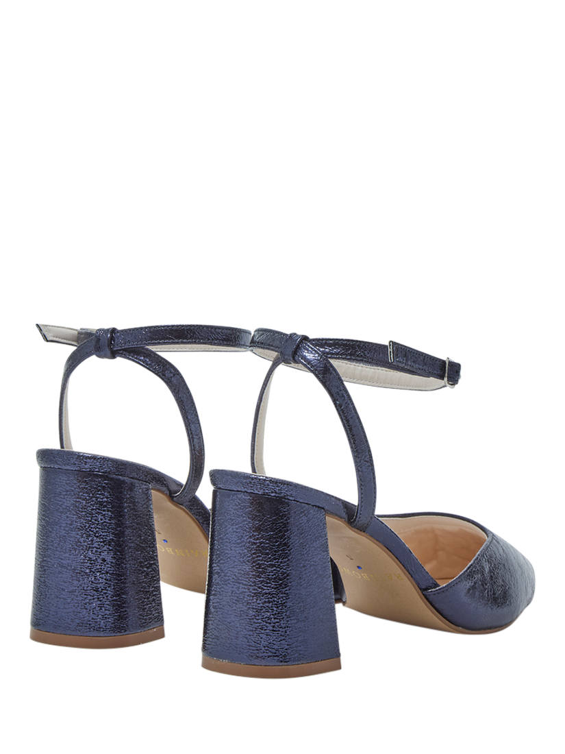 Product image 3 of 4, which shows Rainbow Club Aria Flared Heel Court Shoes, Navy Metallic, 3S