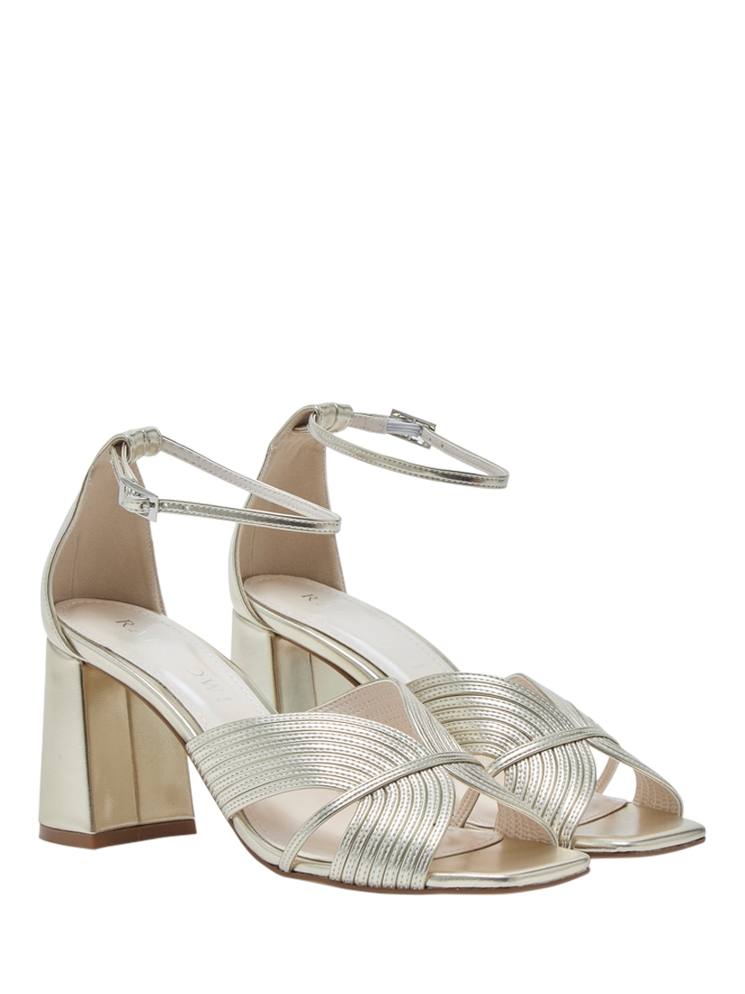 Product image 2 of 4, which shows Rainbow Club Adina Block Heel Ankle Strap Sandals, Champagne Metallic, 3S