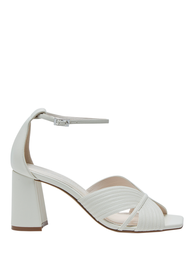 Product image 1 of 4, which shows Rainbow Club Adina Block Heel Ankle Strap Sandals, Cream, 3S
