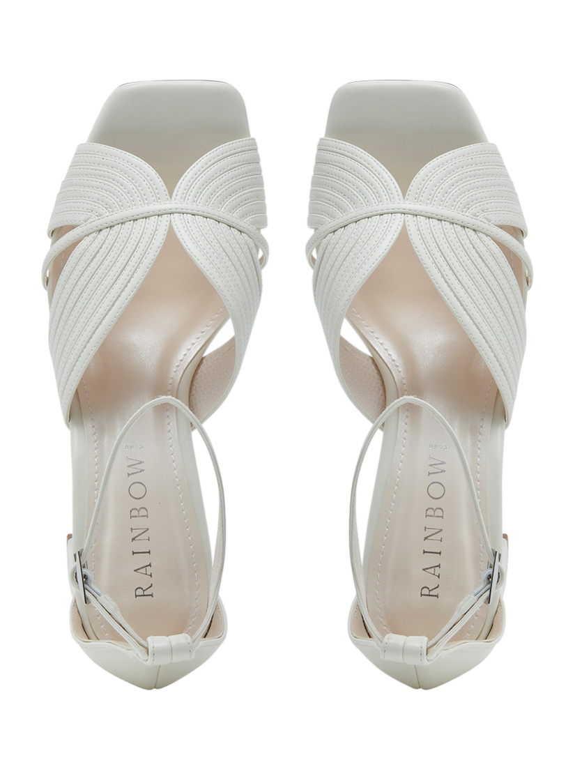 Product image 4 of 4, which shows Rainbow Club Adina Block Heel Ankle Strap Sandals, Cream, 3S