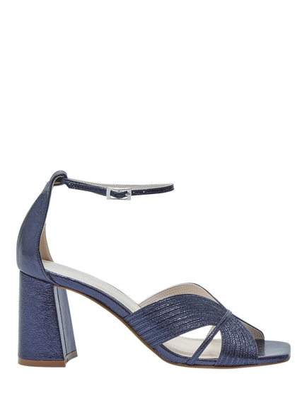 Rainbow Club Adina Block Heel Ankle Strap Sandals, Navy Metallic