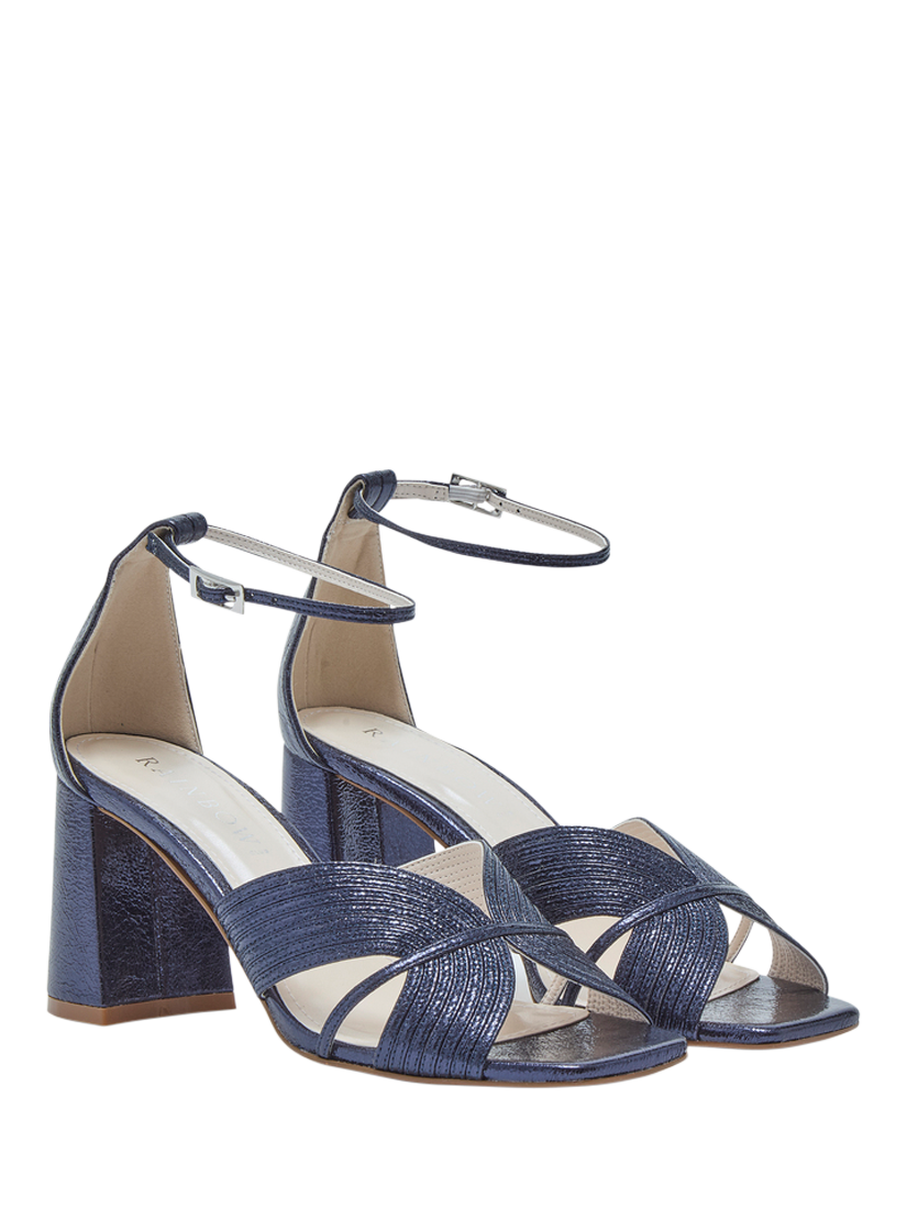 Product image 2 of 4, which shows Rainbow Club Adina Block Heel Ankle Strap Sandals, Navy Metallic, 3S