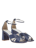 Rainbow Club Adina Block Heel Ankle Strap Sandals, Navy Metallic