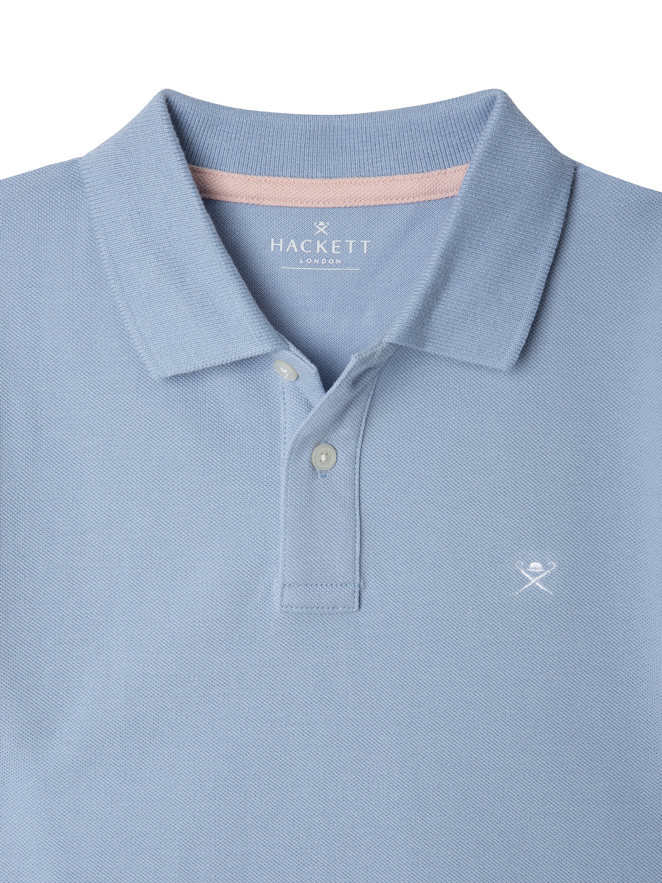 Product image 3 of 4, which shows Hackett London Kids' Cotton Slim Fit Polo Shirt, Spa Blue, 2 years