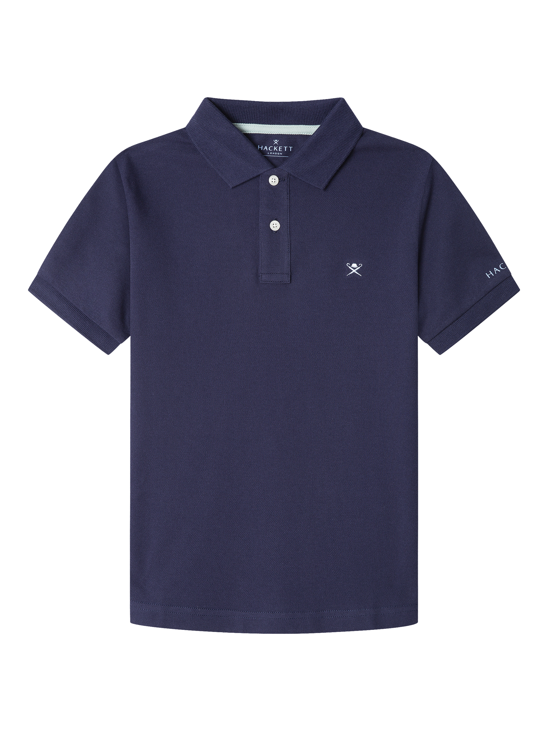 Product image 1 of 4, which shows Hackett London Kids' Cotton Slim Fit Polo Shirt, Ink Blue, 2 years