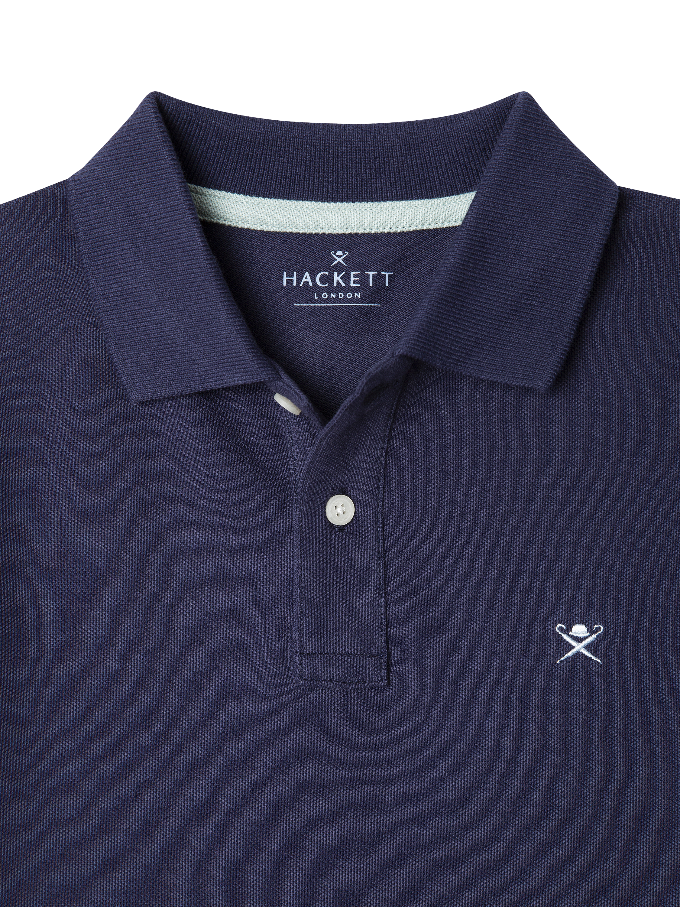 Product image 3 of 4, which shows Hackett London Kids' Cotton Slim Fit Polo Shirt, Ink Blue, 2 years