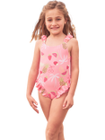 Angel & Rocket Kids' Floral UPF 50+ Ruffle Swimsuit, Pink/Multi