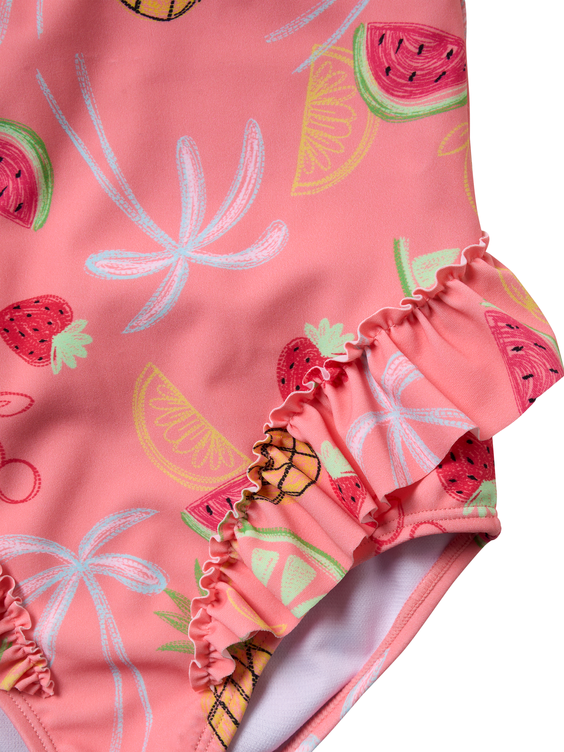 Product image 6 of 6, which shows Angel & Rocket Kids' Floral UPF 50+ Ruffle Swimsuit, Pink/Multi, 3 years