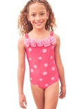 Angel & Rocket Kids' Spot Print Ruffle Swimsuit, Pink
