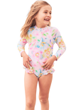 Angel & Rocket Kids' Floral UPF 50+ Long Sleeve Swimsuit, Multi