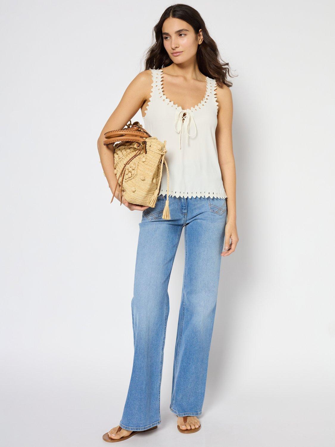 Gerard Darel Unice Textured Trim Vest Top, Natural