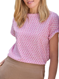 Pure Collection Geometric Floral T-Shirt, Pink/Multi