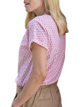 Pure Collection Geometric Floral T-Shirt, Pink/Multi