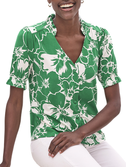 Pure Collection Jer Blouse, Green/Multi, Green/Multi