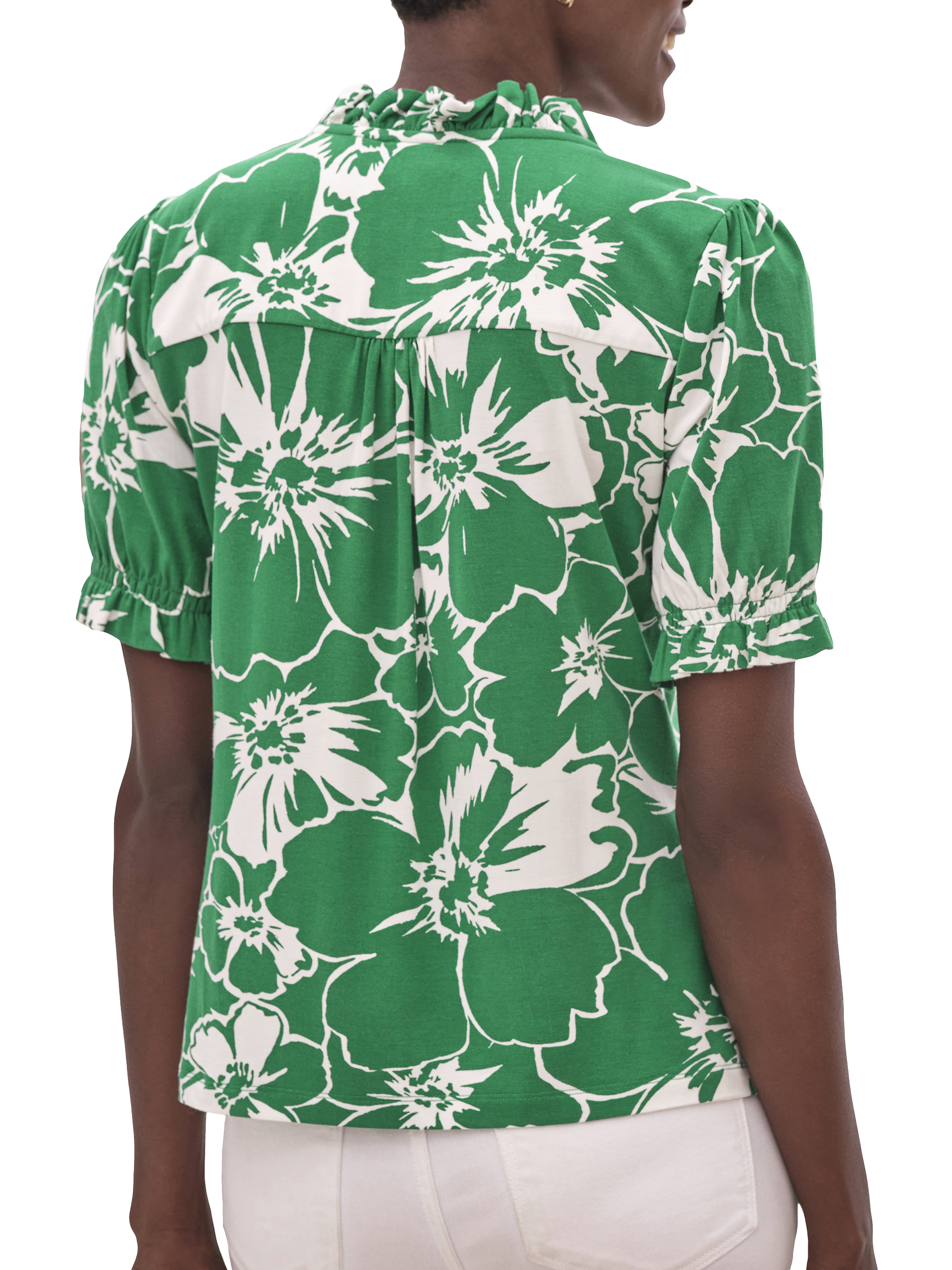 Product image 2 of 2, which shows Pure Collection Jer Blouse, Green/Multi, 8