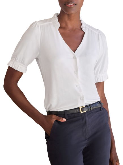 Pure Collection Jersey Blouse, White, White
