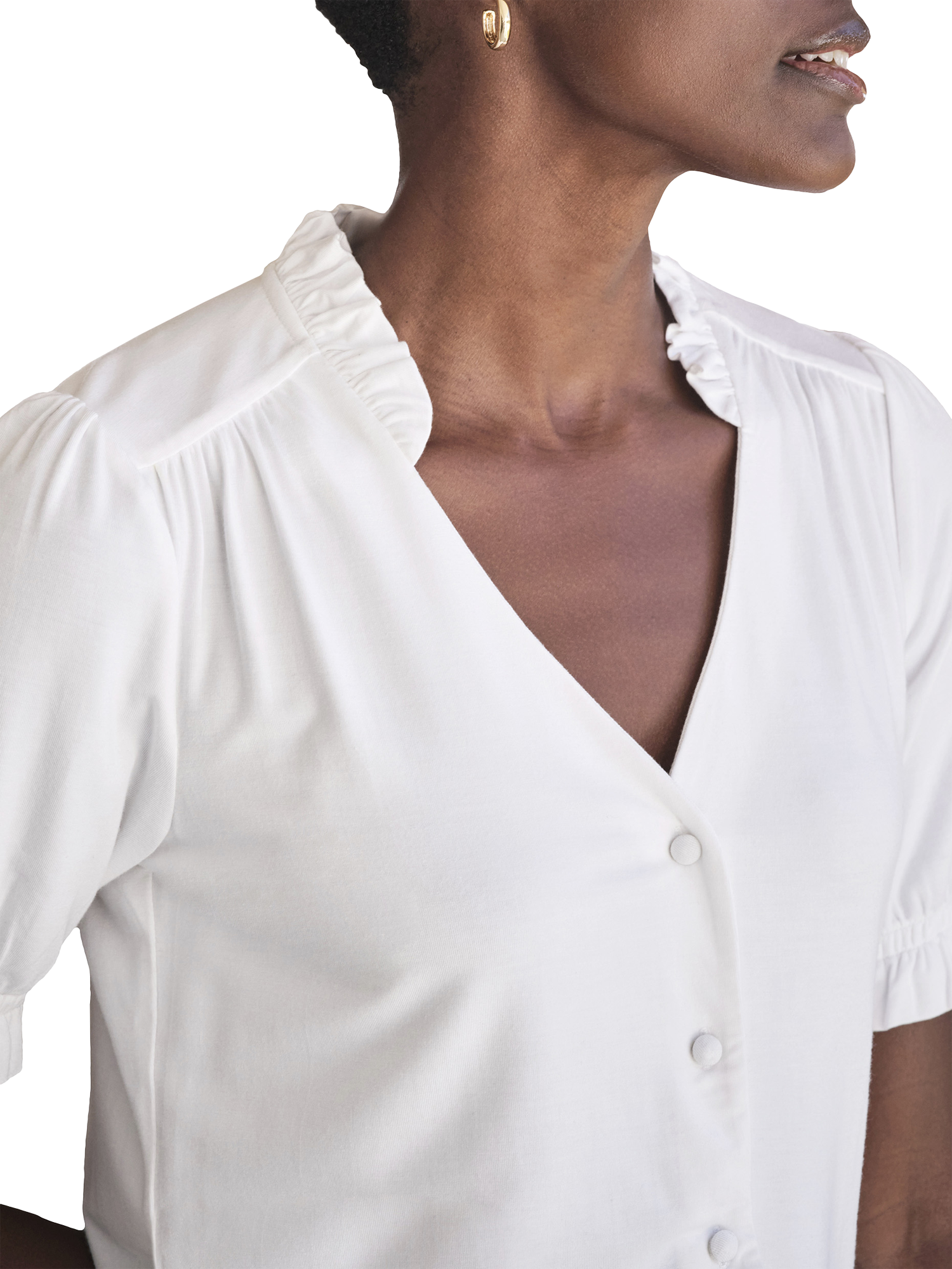 Product image 2 of 3, which shows Pure Collection Jersey Blouse, White, 8