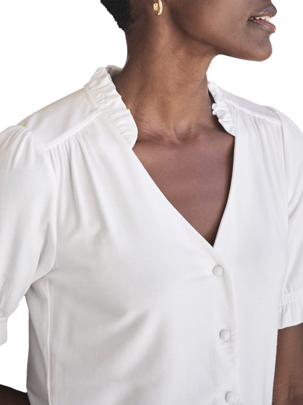 Pure Collection Jersey Blouse, White - view 2, White
