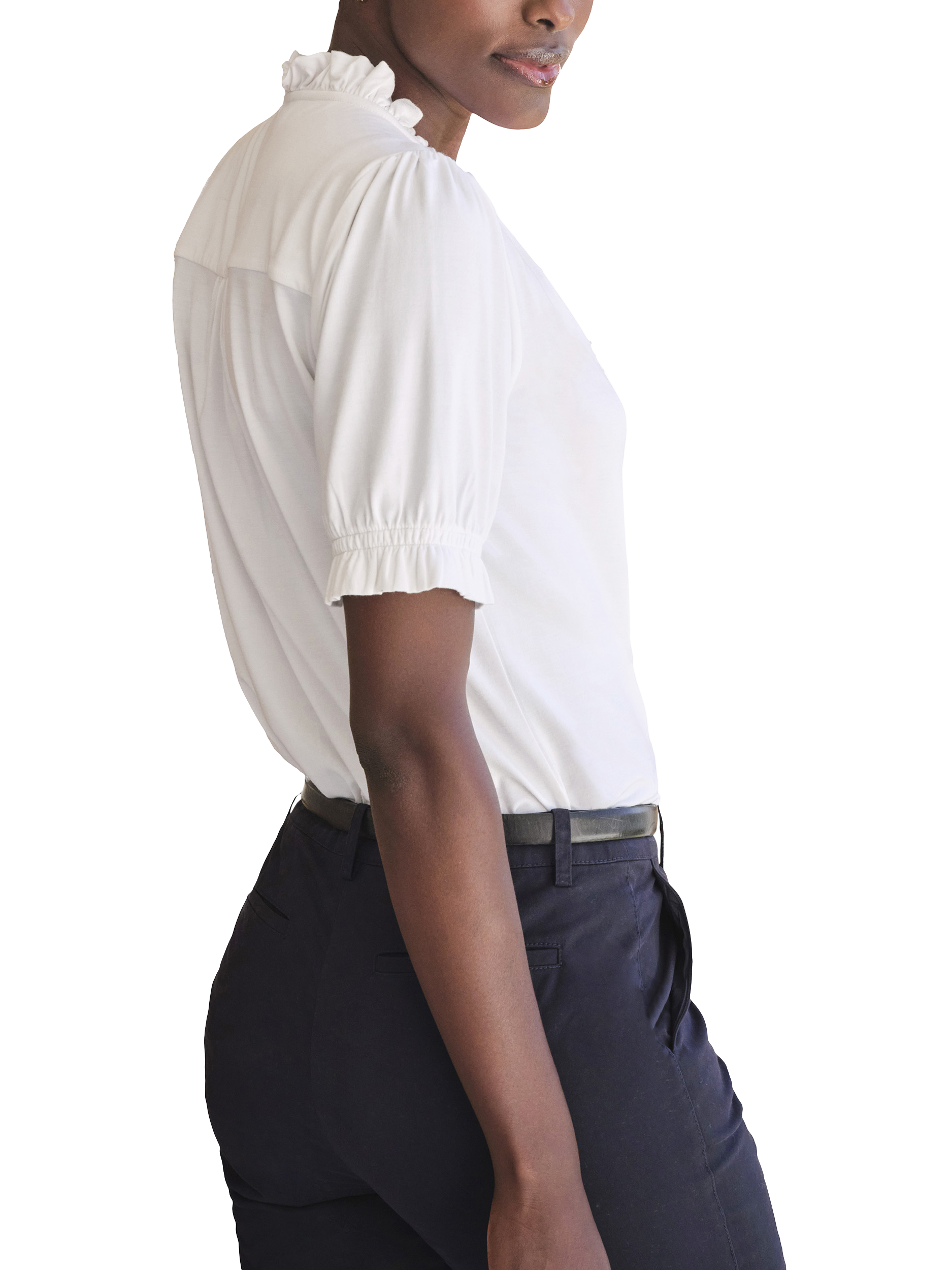 Product image 3 of 3, which shows Pure Collection Jersey Blouse, White, 8