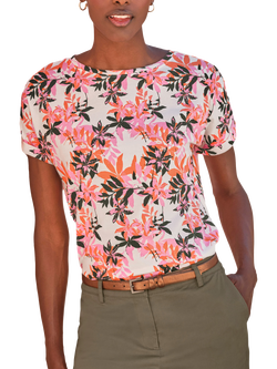 Pure Collection Tropical Leaves Round Neck T-Shirt, Multi, Multi