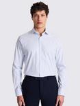 Moss Cotton Tailored Fit Stripe Shirt, Light Blue