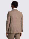 Moss Double-Breasted Tailored Fit Linen Blend Herringbone Suit Jacket, Brown
