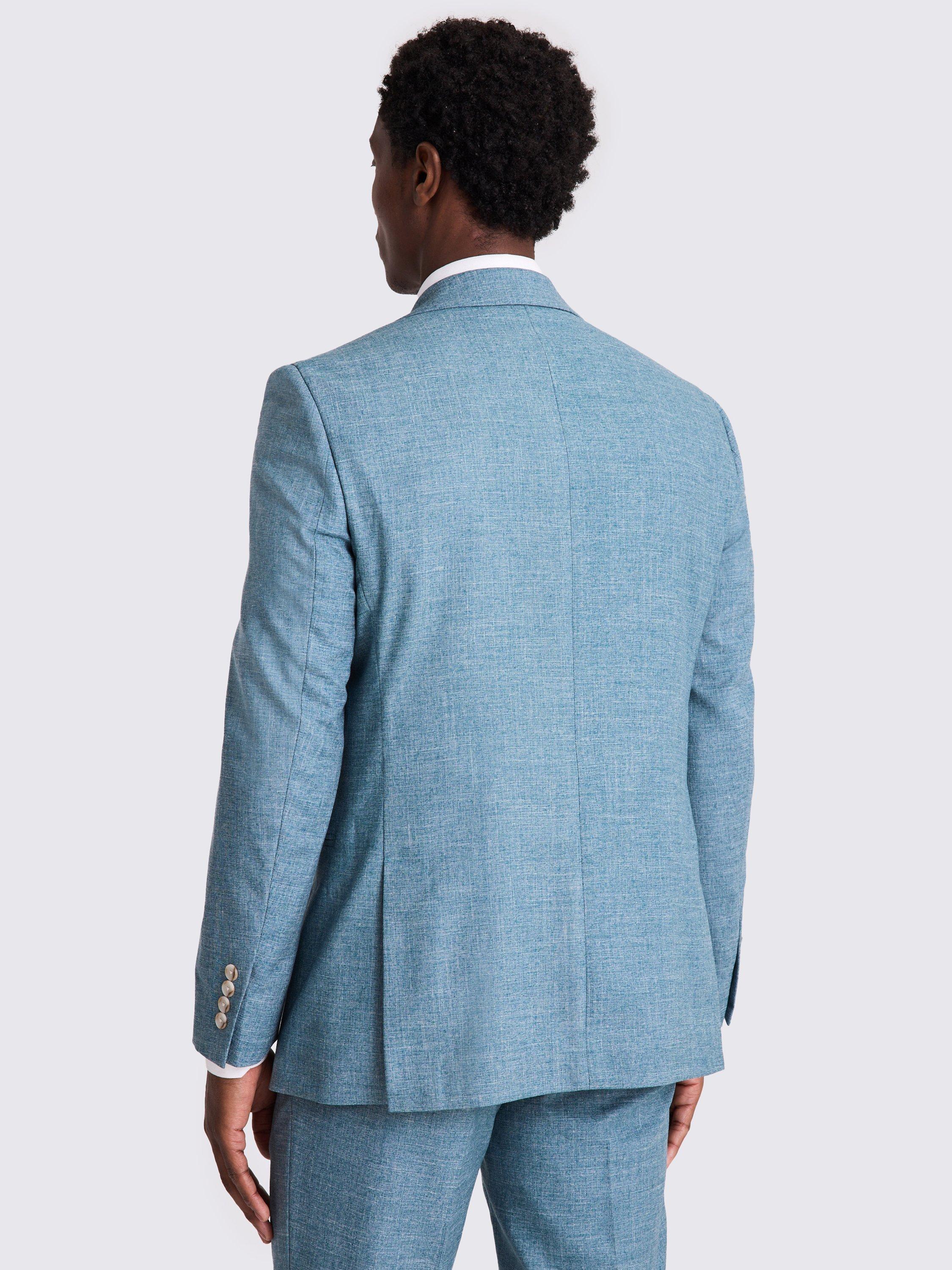 Product image 2 of 4, which shows Moss Slub Suit Jacket, Blue, 36S