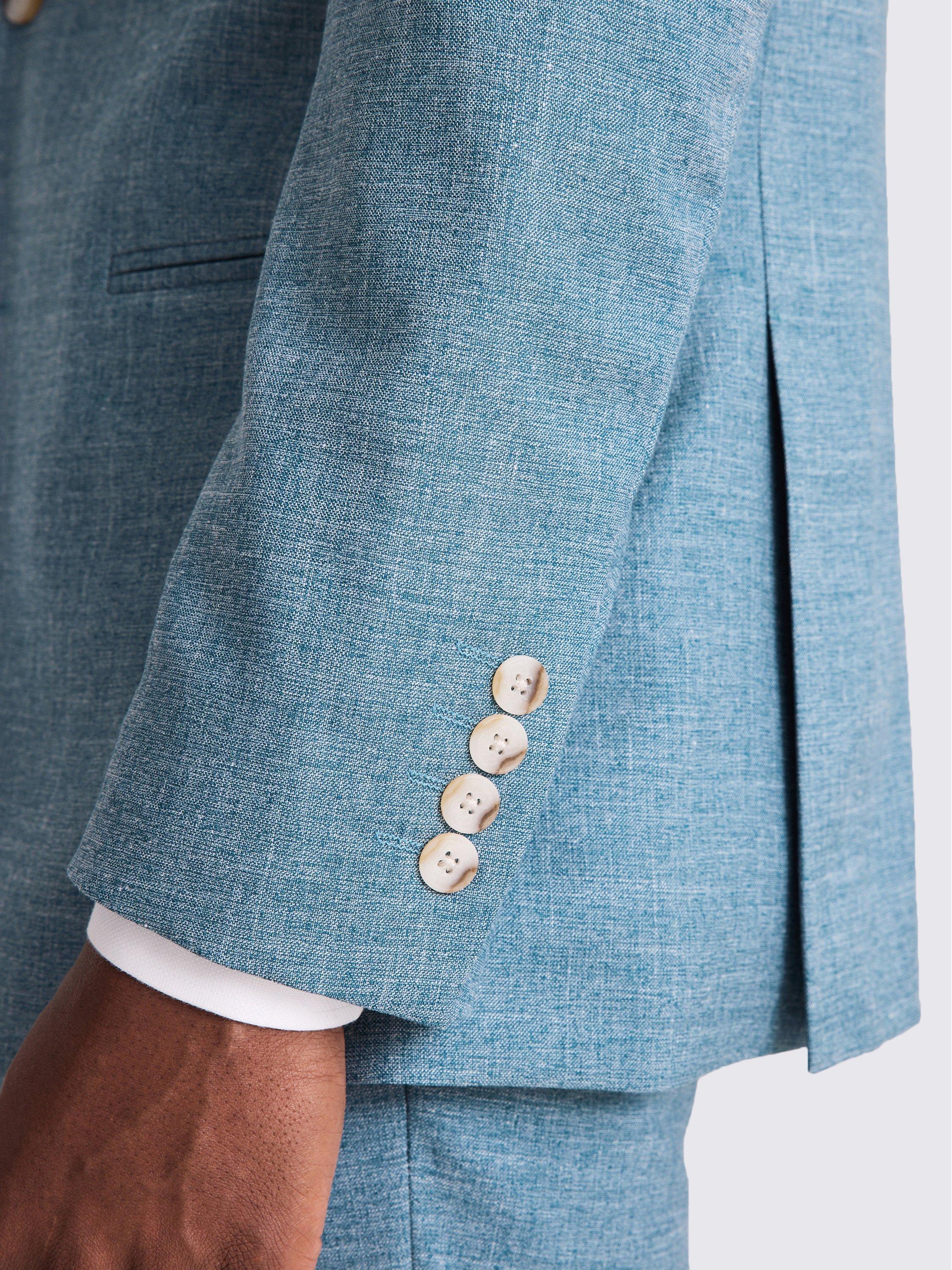 Product image 4 of 4, which shows Moss Slub Suit Jacket, Blue, 36S
