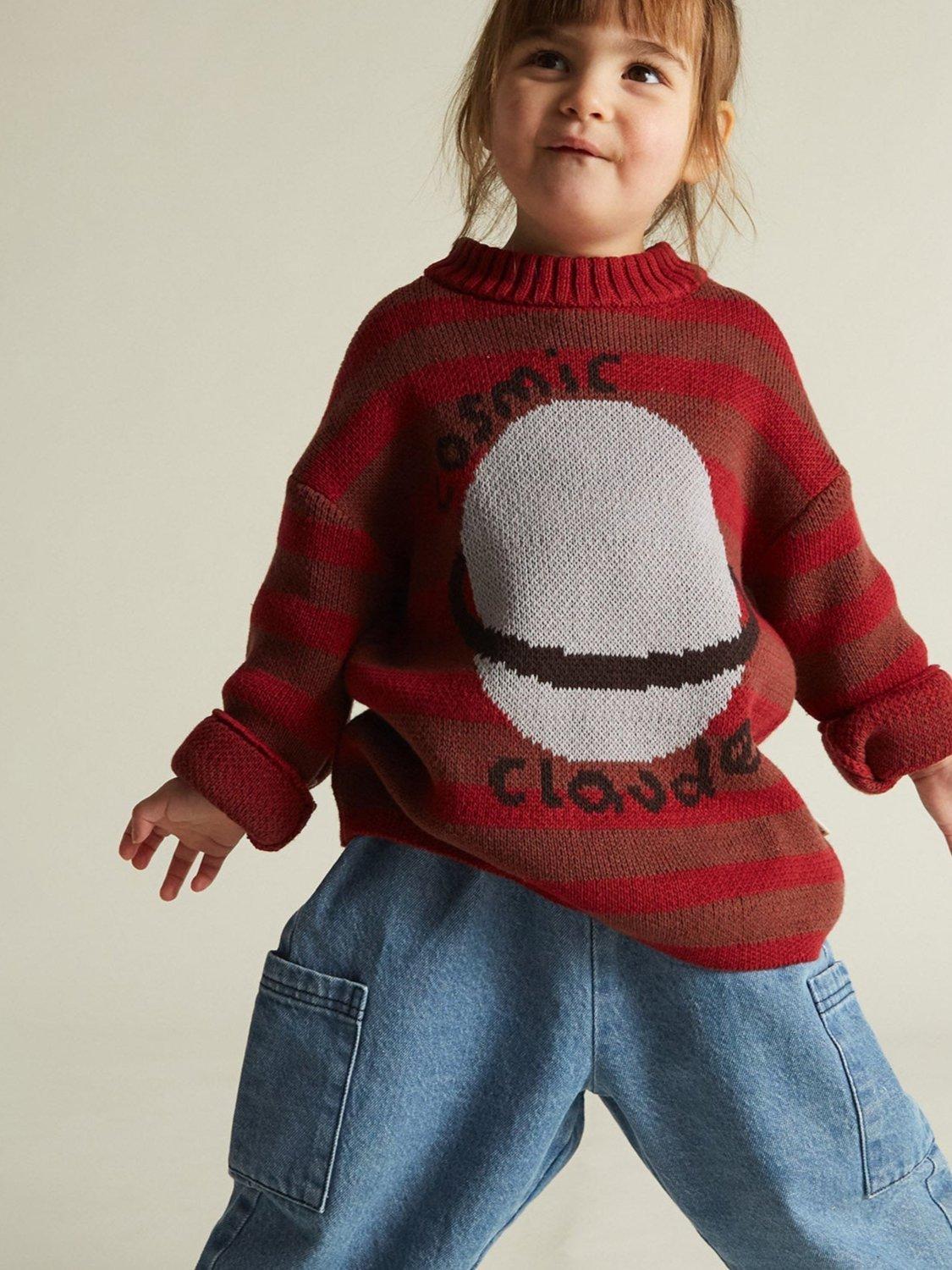 Product image 1 of 5, which shows Claude & Co Kids' Saturn Relaxed Sweater, Maroon, 2-3 years